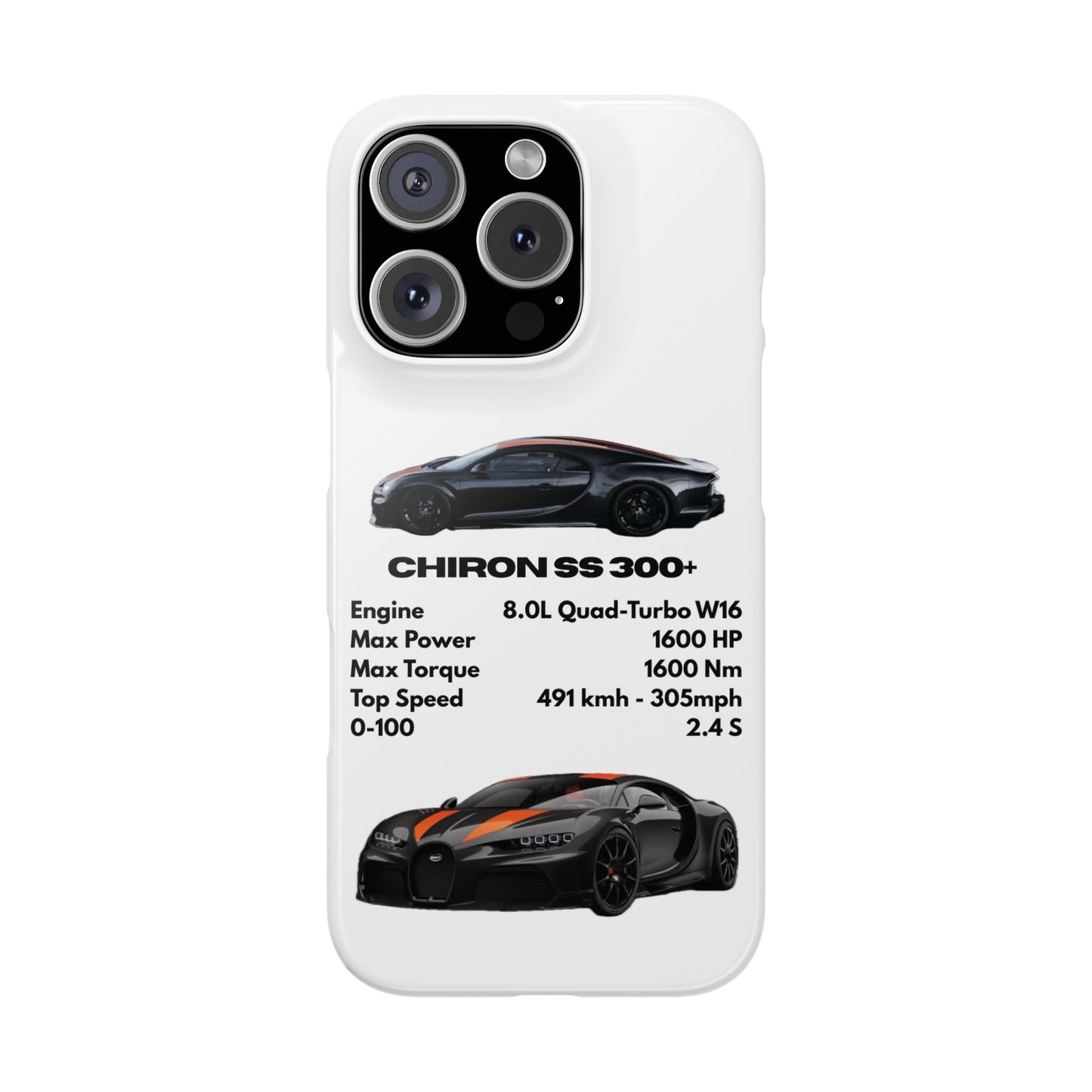 Black Bugatti Chiron Super Sport 300+ Phone Case