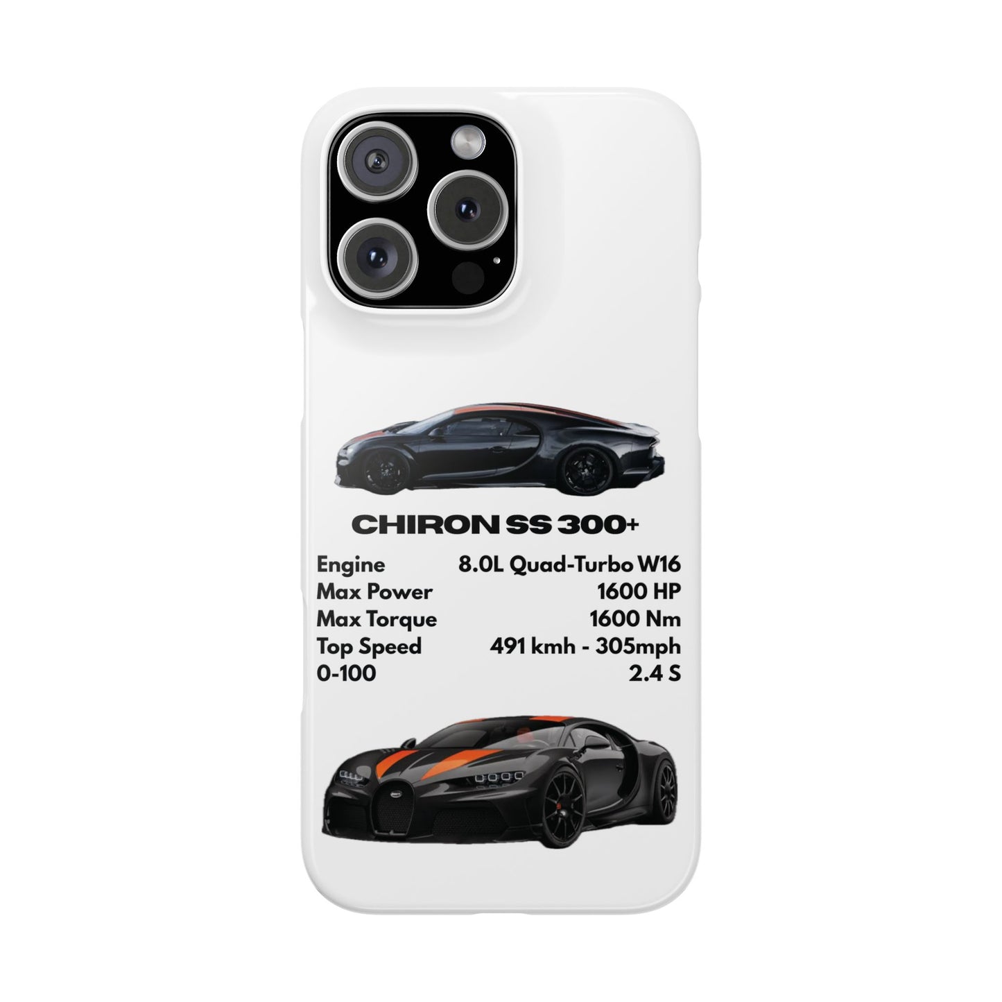 Black Bugatti Chiron Super Sport 300+ Phone Case
